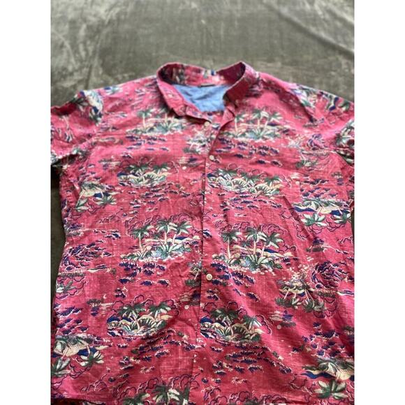 IZOD SALTWATER Shirt Men 2XL RELAXED BUTTON UP‎ SHORT SLEEVE FLORAL HAWAIIAN RED - Picture 1 of 6